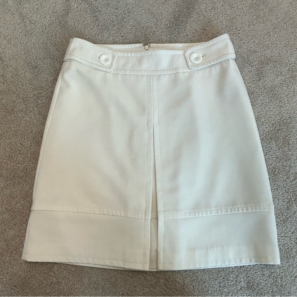 Sandra Angelozzi ivory light cream skirt front pleat Sz 38 - Picture 3 of 12